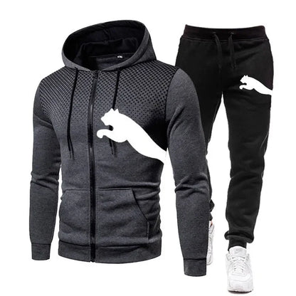 Fall/Winter Menswear fashion Designer Clothing Zipper hooded jacket + pantsuit Jogging street sportswear two-piece set