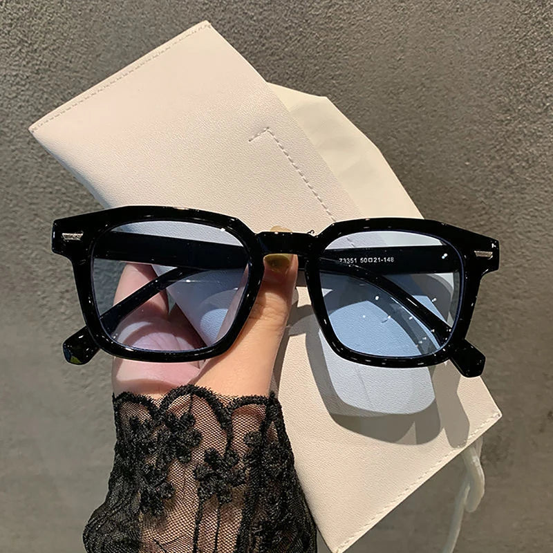 Vintage Black Square Frame Red Lens Sunglasses Retro Transparent Frame Eyewear Women Men Outdoor Sports Ridding Sunglasses