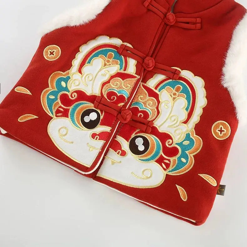 Children's Waistcoat Retro Warm and Versatile Vest for Boys Girls Baby Autumn and Winter Baby Cotton Vests Chinese Style