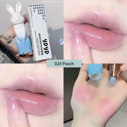 Rabbit Black Rose Lip Balm Gloss Not Dryness Peach Transparent Lip Tint Moisturizing Power Lipstick Makeup Base For Girls