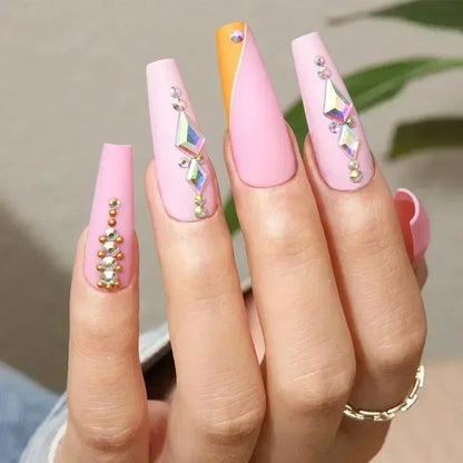 24Pcs Black Ballet False Nails Long Coffin Nail Tips Detachable Press on Nails DIY Manicure Colorful Eyes Designs Fake Nails