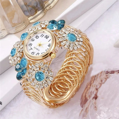 6pcs set of personalized luxury women's bracelets, bracelets, quartz watches, trendy and fashionable full diamond versatile holi