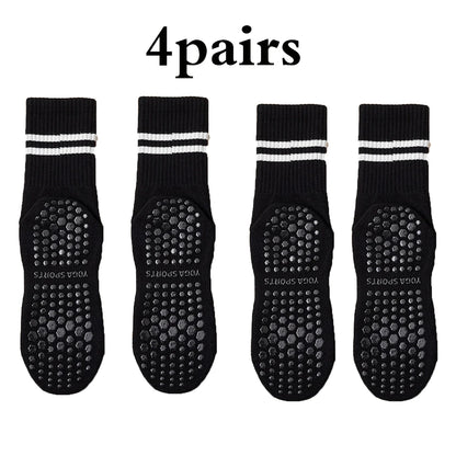 Pilates Socks with Grips for Women Yoga Socks Barre Socks Non Slip Socks of 4pairs