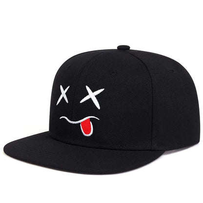 Unisex Fashionable Funny Expressions Embroidered Hip-Hop Hat, Flat Top Baseball Cap Suitable For Outdoor Leisure Sports