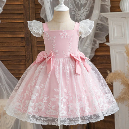 Baby Girls Party Dress Princess Birthday Puffy Dresses Appliques Toddler Girls Baptism Tutu Dresses Children Wedding Gown 1-5Y