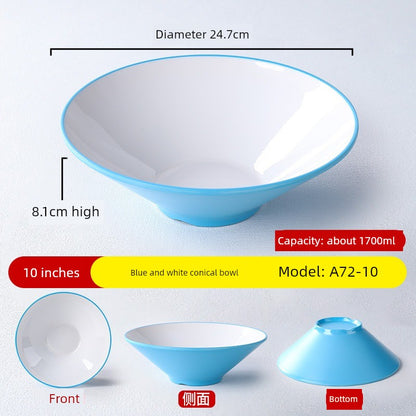 Melamine Rain-Hat Shaped Bowl Commercial Ramen Bowl River Snail Rice Noodle Bowl Noodle Restaurant Dedicated Noodles with Soy Sauce Wonton Pig's Knuckle Rice Spicy Hot Large Bowl