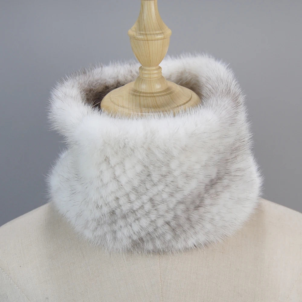 2025 New Women Winter Real Mink Fur Scarves headbands Good Elastic Knitted Natural Mink Fur Scarf Thick Warm Lady Fur Ring Shawl