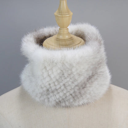 2025 New Women Winter Real Mink Fur Scarves headbands Good Elastic Knitted Natural Mink Fur Scarf Thick Warm Lady Fur Ring Shawl