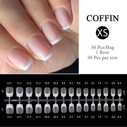 30Pcs French Gradient Short Ballet Nails Simple Nude Color False Nails Coffin Fake Nail Press On Nails Full Cover Nails