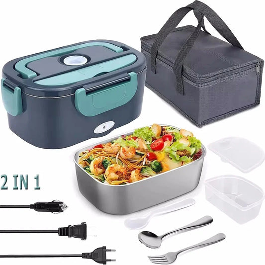 1.5 L 60W Electric Lunch Box Food Warmer Portable Food Heater for Car Or Home - Leak Proof 304 Stainless Steel Liner