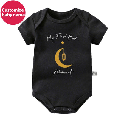 New Custom Name First Eid/Ramadan Baby Rompers Newborn Baby Ramadan Jumpsuits Eid Mubarak Baby Boys Girls Clothing Outfits Gifts