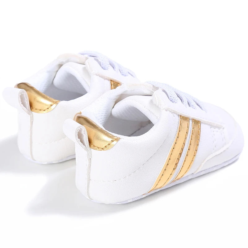 Toddler Baby Girl Shoes 0 to 3 6 9 12 18 24 Months Casual Cute Gold White Baby Boy Shoes First Walkers Soft Crib Shoes Infantil