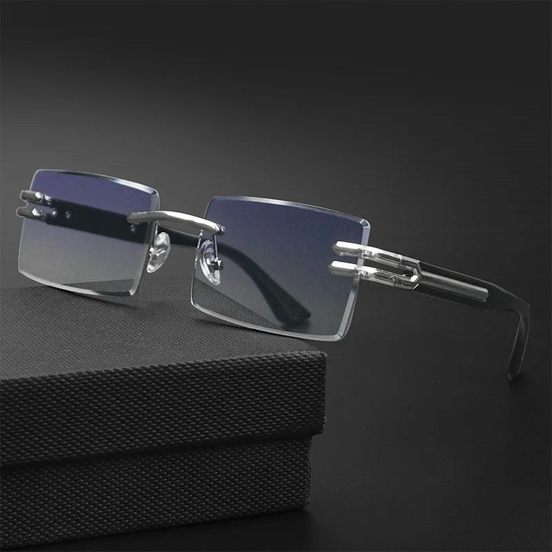 2024 New Retro Rimless Sunglasses For Men Women Luxury Punk Frameless Rectangle Cutting Sun Glasses Small Square Shades UV400