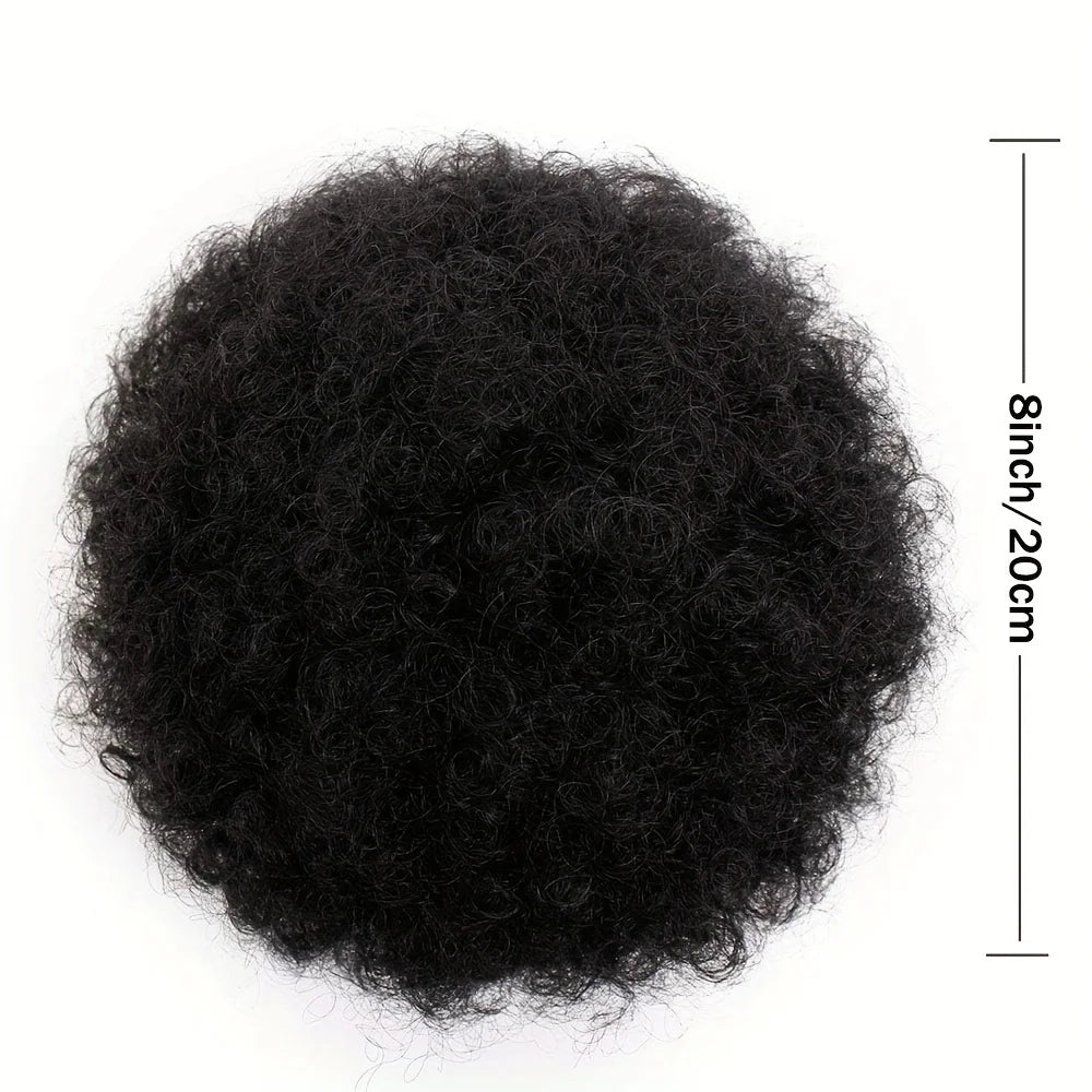 Kinky Curly Afro Puff Ponytail Extensions - Short Synthetic Updo Hair Pieces for Natural Look and Style - Hair Accessories