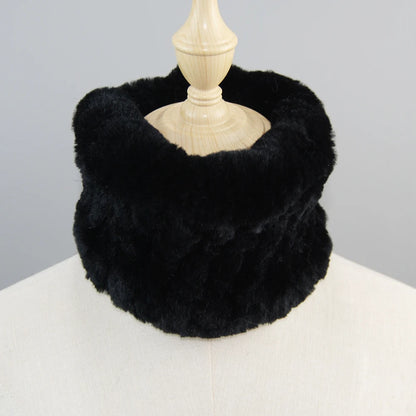 Good Elastic Rex Rabbit Fur Ring Scarves Winter Warm Women Genuine Rex Rabbit Fur Scarf Knitted Real Natural Fur Wraps Headbands