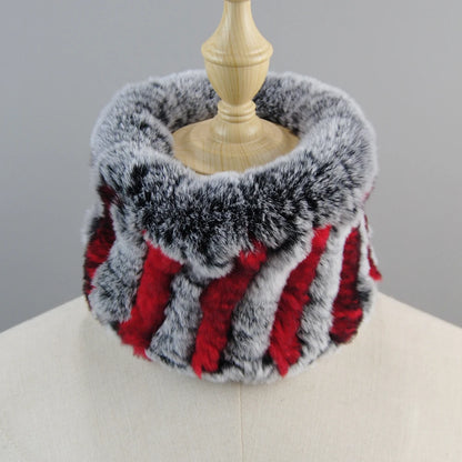 Good Elastic Rex Rabbit Fur Ring Scarves Winter Warm Women Genuine Rex Rabbit Fur Scarf Knitted Real Natural Fur Wraps Headbands