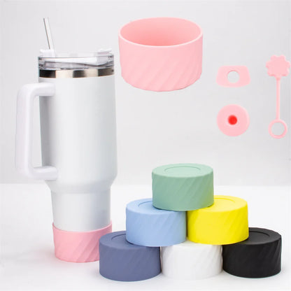 4Pcs Silicone Spill Proof Stopper Set for Stanley 40oz Cup Protective Boot and Straw Covers Reusable Water Bottle Accessories