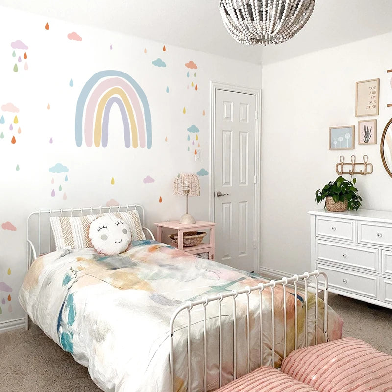 Nursery Boho Rainbow Wall Decals Wallpapers Wall Stickers Waterproof Children Living Room Bedroom KIds Baby Home Decor