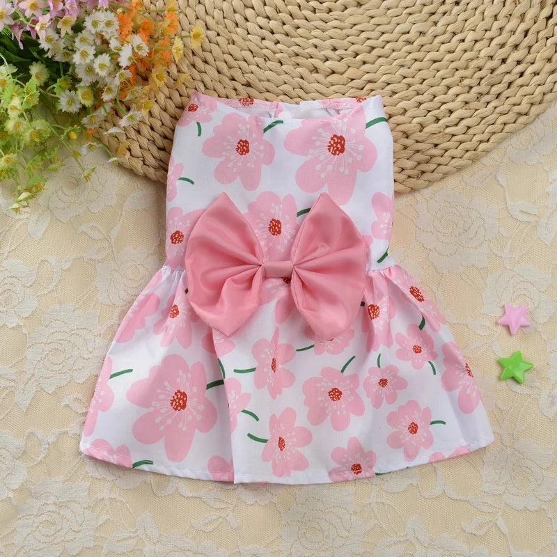 Dog dress for Female Pet Cat Puppy Floral Princess Skirt S-XL