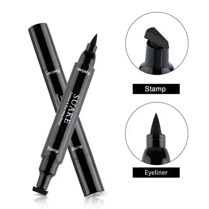 Double-ended 2 in1 Stamp Liquid Eyeliner Pencil Waterproof Lasting Fast Dry Black Seal Eye Liner Pen