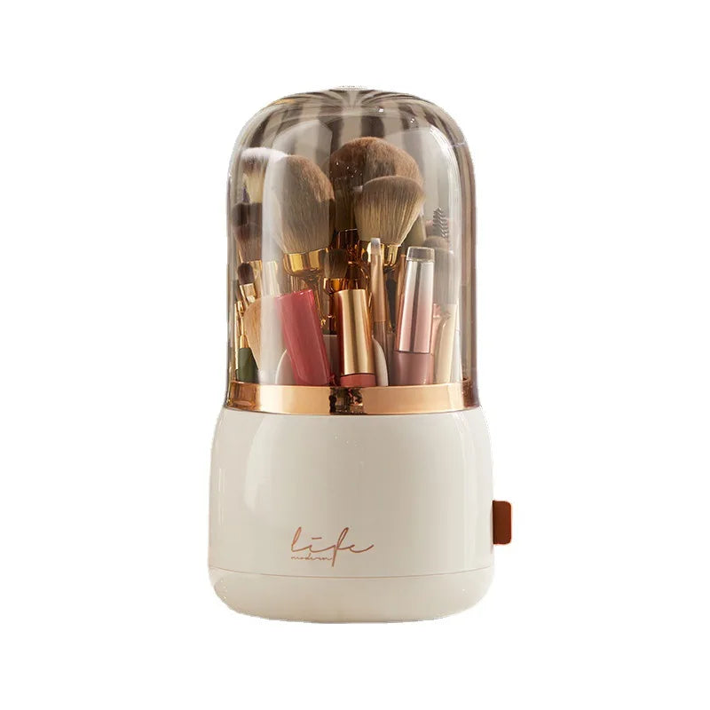360° Rotating Makeup Brushes Holder Portable Desktop Makeup Organizer Cosmetic Storage Box Make Up Tools Jewelry Container