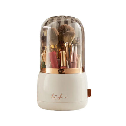 360° Rotating Makeup Brushes Holder Portable Desktop Makeup Organizer Cosmetic Storage Box Make Up Tools Jewelry Container