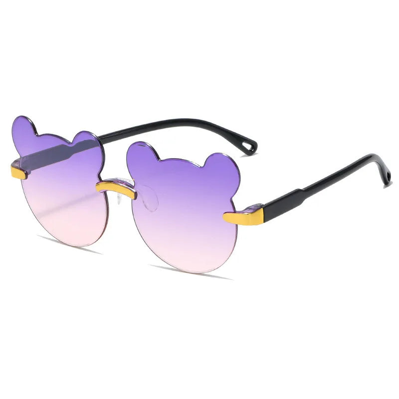 Kids Sun Sunglasses Bear Shape Children Glasses Trendy Girls Cartoon Eyeglasses Shades Driver Anti-Glare Boys Cartoon Sunglasses