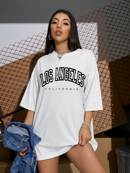 Women T-Shirt Los Angeles California USA Street Oversized T-Shirts Hip Hop Short Sleeve