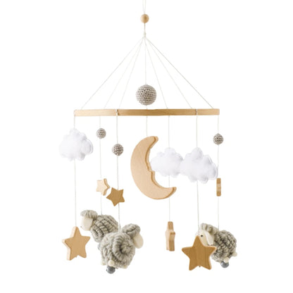 Baby Crib Mobile Bed Bell Rattle Toys Wooden Crochet Stars Pendant Bed Bell Toys Newborn Comfort Crib Bracket Hanging Toys Gifts