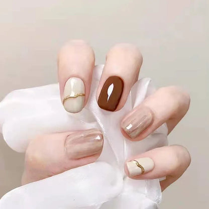24Pcs Wearable French Fake Nails with Glue Simple Square False Nail Pink Short Detachable Press on Nail Tips Nude Manicure