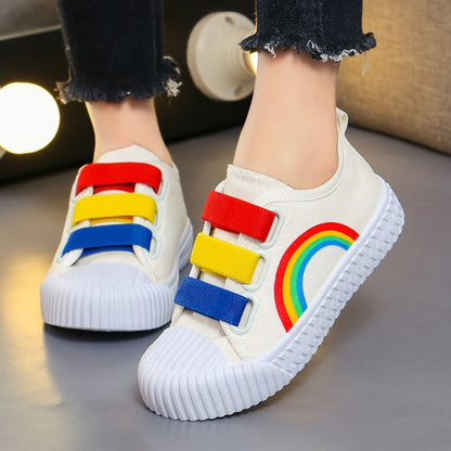 Children Shoe Canvas Shoe for Girl Causal Sneaker for Boy Kid Shoe for Girl Kid Kindergarten Rainbow Board Shoe Women Shoe Tenis