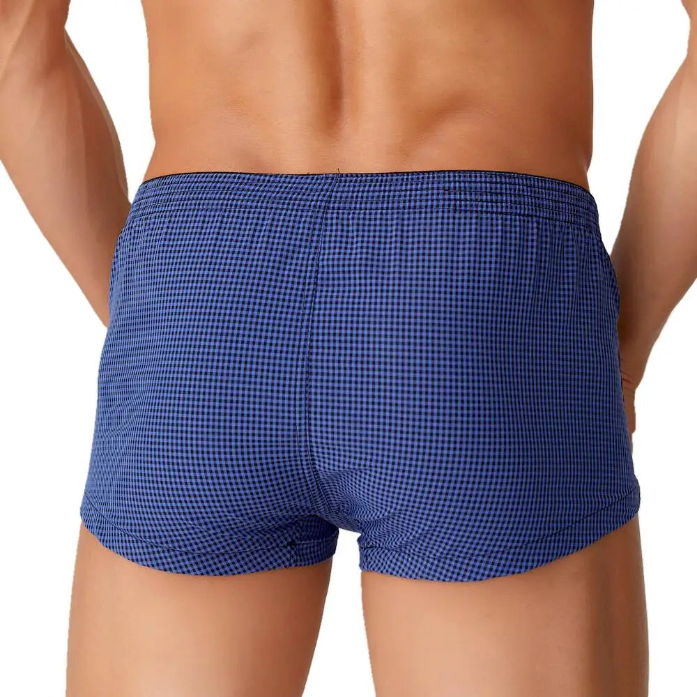 SEOBEAN Plaid Boxer Shorts Men's Underwear Boxers Breathable Male Underpants Home Lounge Arrow Panties Shorts Men Sleep Bottoms