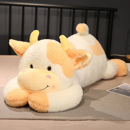 Hot 1pc 90cm Lovely Milk Cow Plush Toys Cartoon Stuffed Animal Cattle Dolls Sleeping Pillow For Baby Girls Birthday Gifts