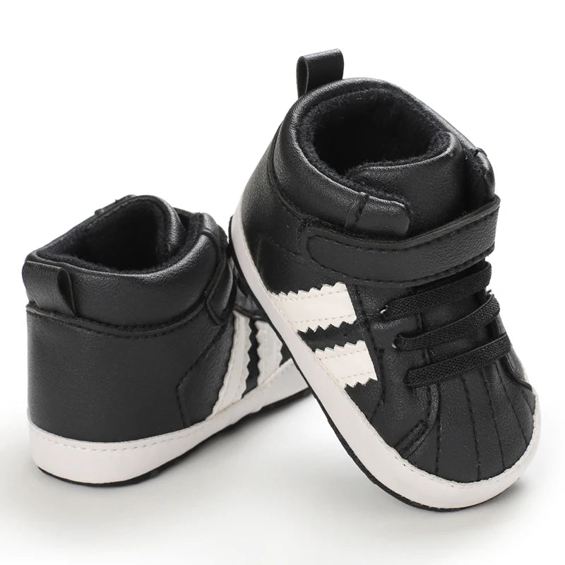 Black Fashion Casual Shoes Newborn Boys And Girls Non Slip First Walkers Infants Toddlers Comfortable Crib Shoes Kids Sneaker