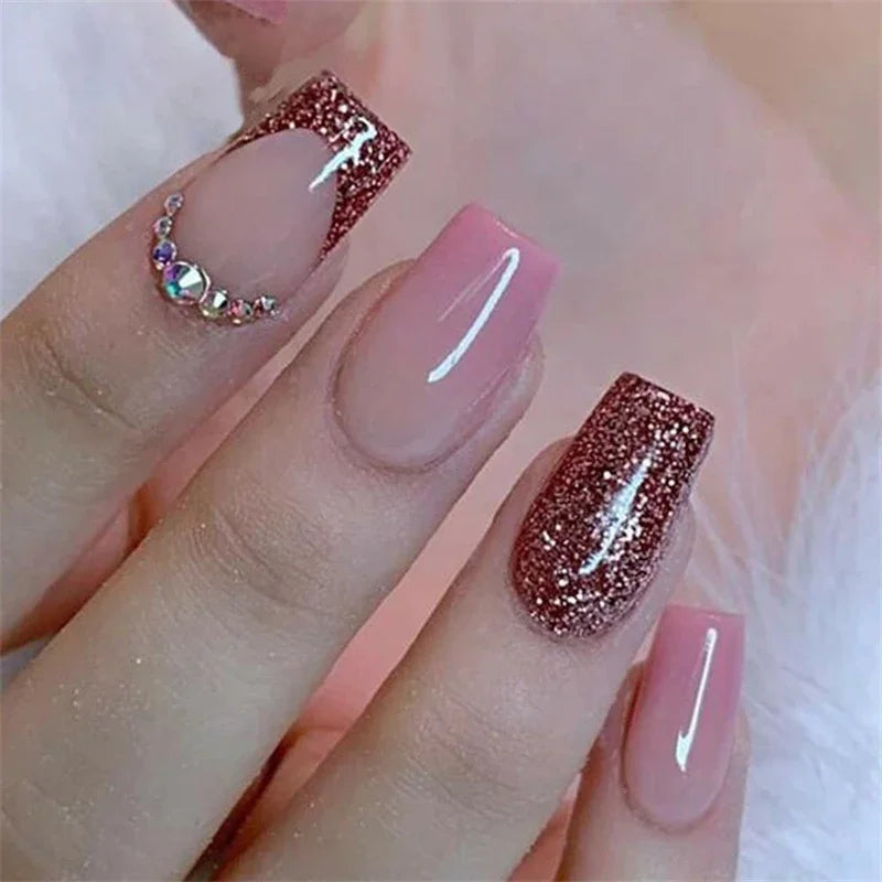 24pcs Fake nails Deals Press On Accessories Art Reusable Adhesive False Supplies Charms Products Stylist Decorated False Nails