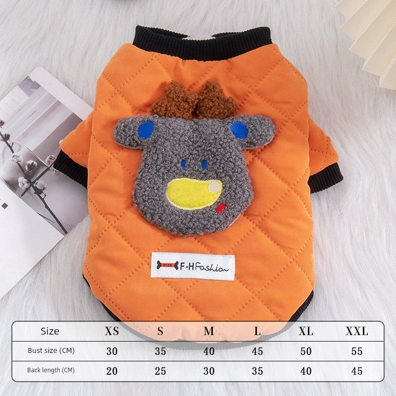 Dog Clothes Autumn and Winter Thickened Padded Jacket Teddy Bichon Snow Rena Puppies Pets Cat Cute Fleece-Lined Cotton-Padded Clothes