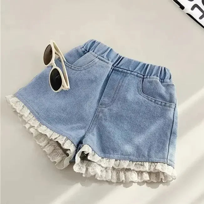 Korean Style Kid Short Denim Shorts for Girls Fashion Girl Short Princess Jeans Children Pants Girls Shorts Flower Girls Clothes