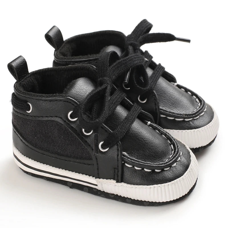 Black Fashion Casual Shoes Newborn Boys And Girls Non Slip First Walkers Infants Toddlers Comfortable Crib Shoes Kids Sneaker