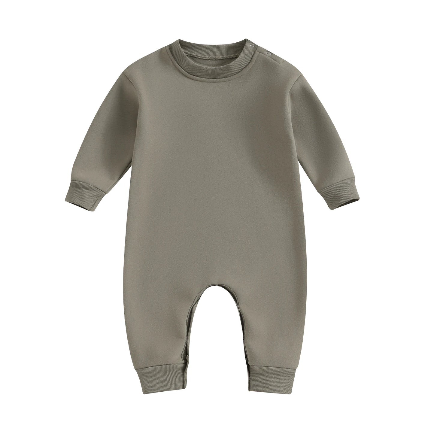 Pudcoco Toddler Baby Girls Boys Sweatshirt Romper Solid Color Fleece Long Sleeve Jumpsuit for Newborn Cute Clothes 0-18M