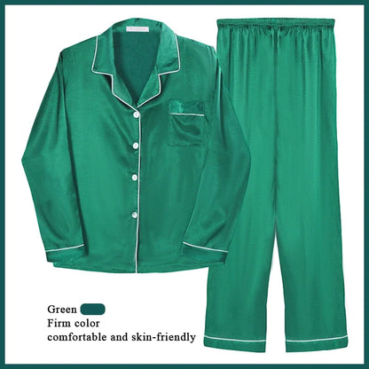 M-XXL On Sale Silk Satin Pajamas Suit Women Full Sleeve Lounge Homewear Clothes Loose Home Pyjamas Nightwear Clearance Sale