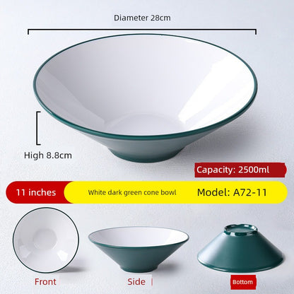 Melamine Rain-Hat Shaped Bowl Commercial Ramen Bowl River Snail Rice Noodle Bowl Noodle Restaurant Dedicated Noodles with Soy Sauce Wonton Pig's Knuckle Rice Spicy Hot Large Bowl