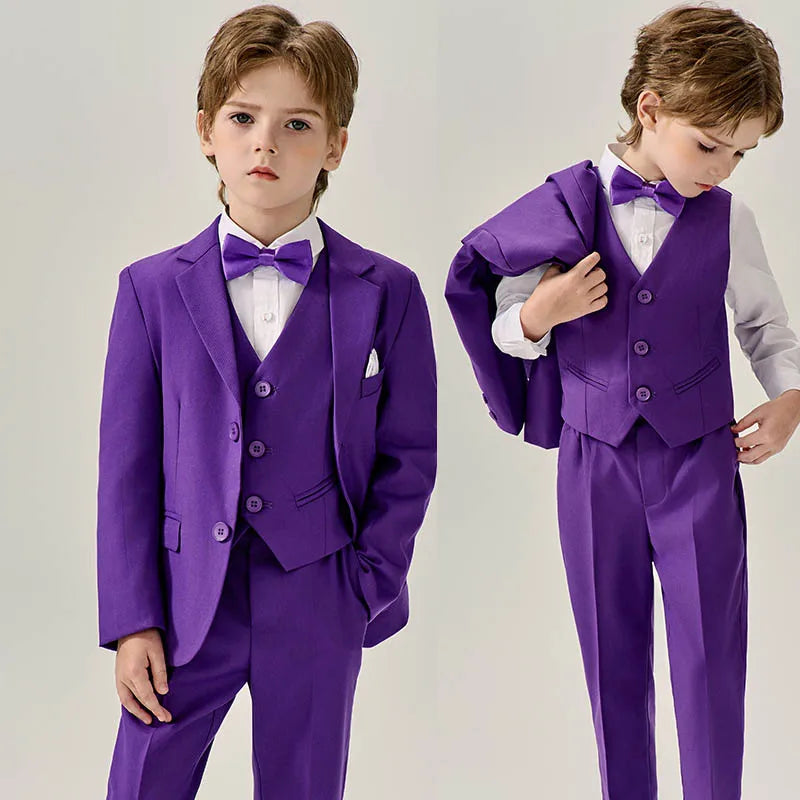 Prince Kids Green Jakcet Vest Pants Bowtie Piano Party Dress Boys Wedding Ceremony Photograph Suit Children Performance Costume