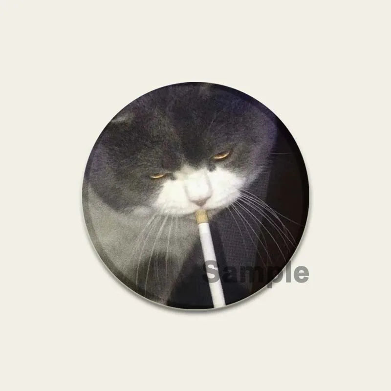 32/44/58mm Funny Cute Cat Badge Round Creative Brooches Fashion DIY Backpack Jewelry Accessory Gifts HD Print Handmade Pins