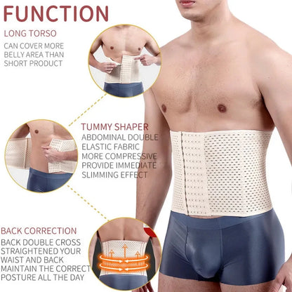 Waist Trainer Shapers Corset For Men Abdomen Reducer Slimming Belt Shapewear High Compression Modeling Strap Workout Girdle Faja