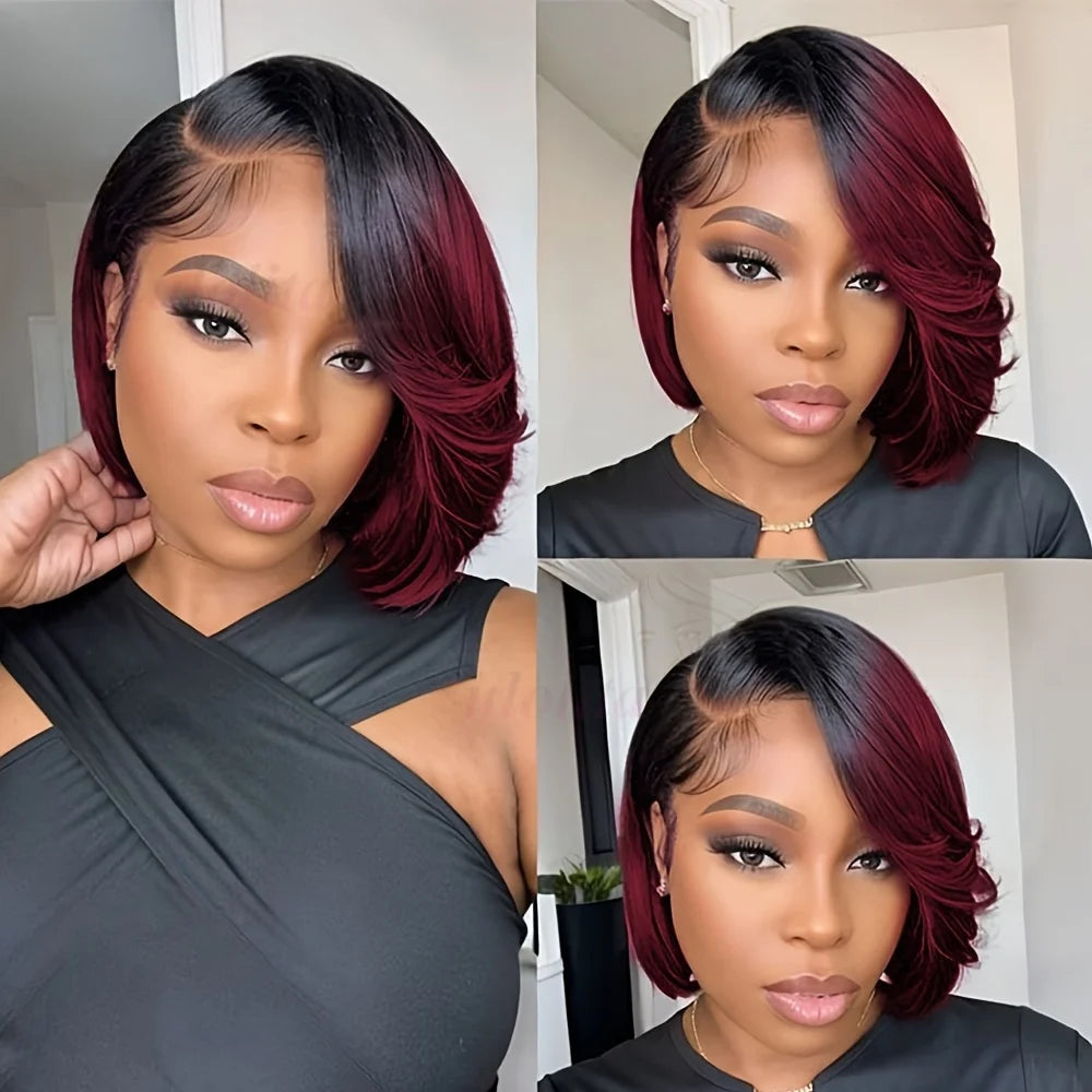 Pixie Cut 13x4 Transparent Lace Front Wigs For Women Short Bob Wig Brazilian Pre Plucked Lace Frontal Human Hair Wig 180 Density