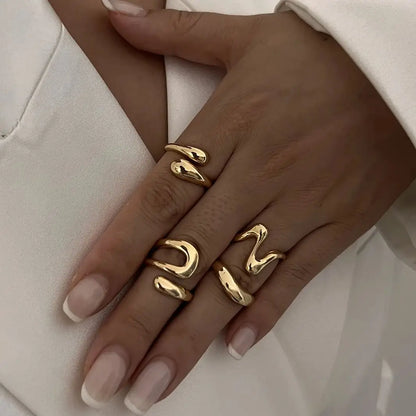 DIEZI One Set Irregular Geometric Rings For Women Men Girls Punk Fashion Beach style Gold Silver Color Knuckle Joint Ring