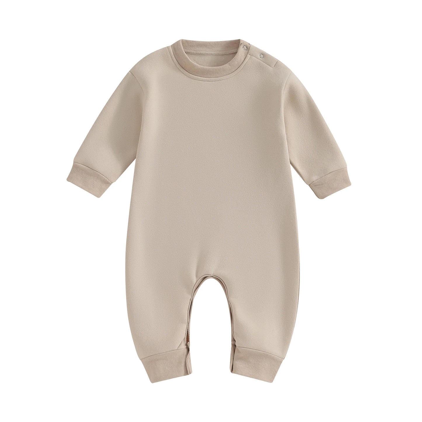 Pudcoco Toddler Baby Girls Boys Sweatshirt Romper Solid Color Fleece Long Sleeve Jumpsuit for Newborn Cute Clothes 0-18M