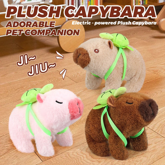 1Pc Plush Walking Sound Moving Pet Kids Electric Capybara Back Turtle Toy