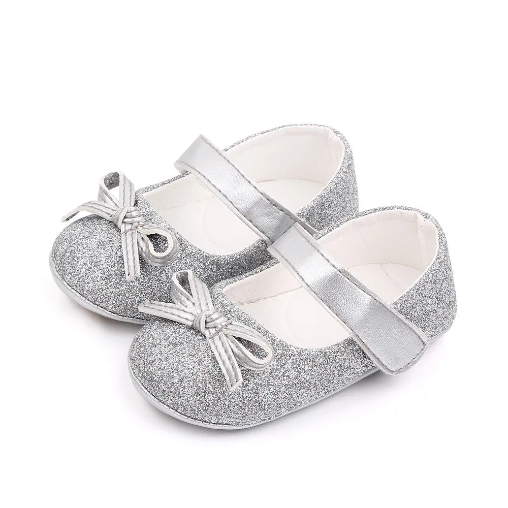 Baby Item Infant Girl Shoes Toddler Bling Bow Trainer Newborn Soft Anti-slip Rubber Sole Bebes Princess Footwear for 1 Year Gift