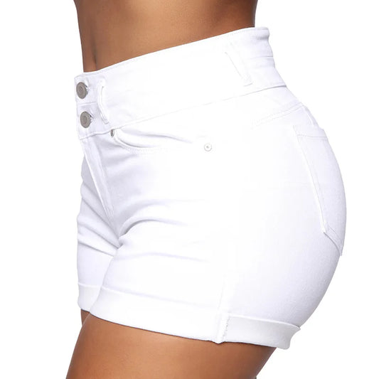 2024 Summer New Black and White High Waist Denim Shorts For Women Fashion Sexy Slim Fit Stretch Jeans Shorts S-2XL Drop Shipping